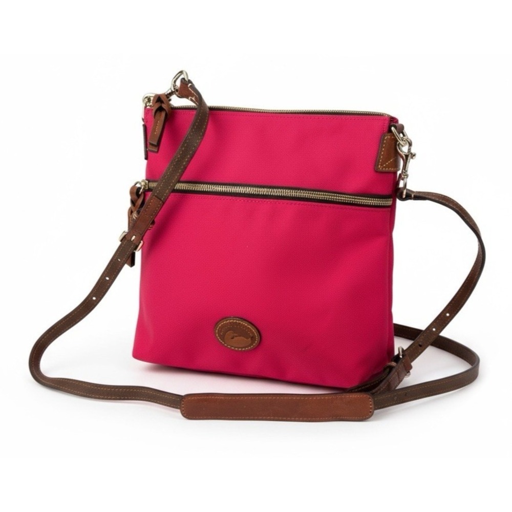 Dooney & Bourke Nylon Zip Crossbody Shoulder Bag Fuchsia Pink Leather Purse - Picture 15 of 15